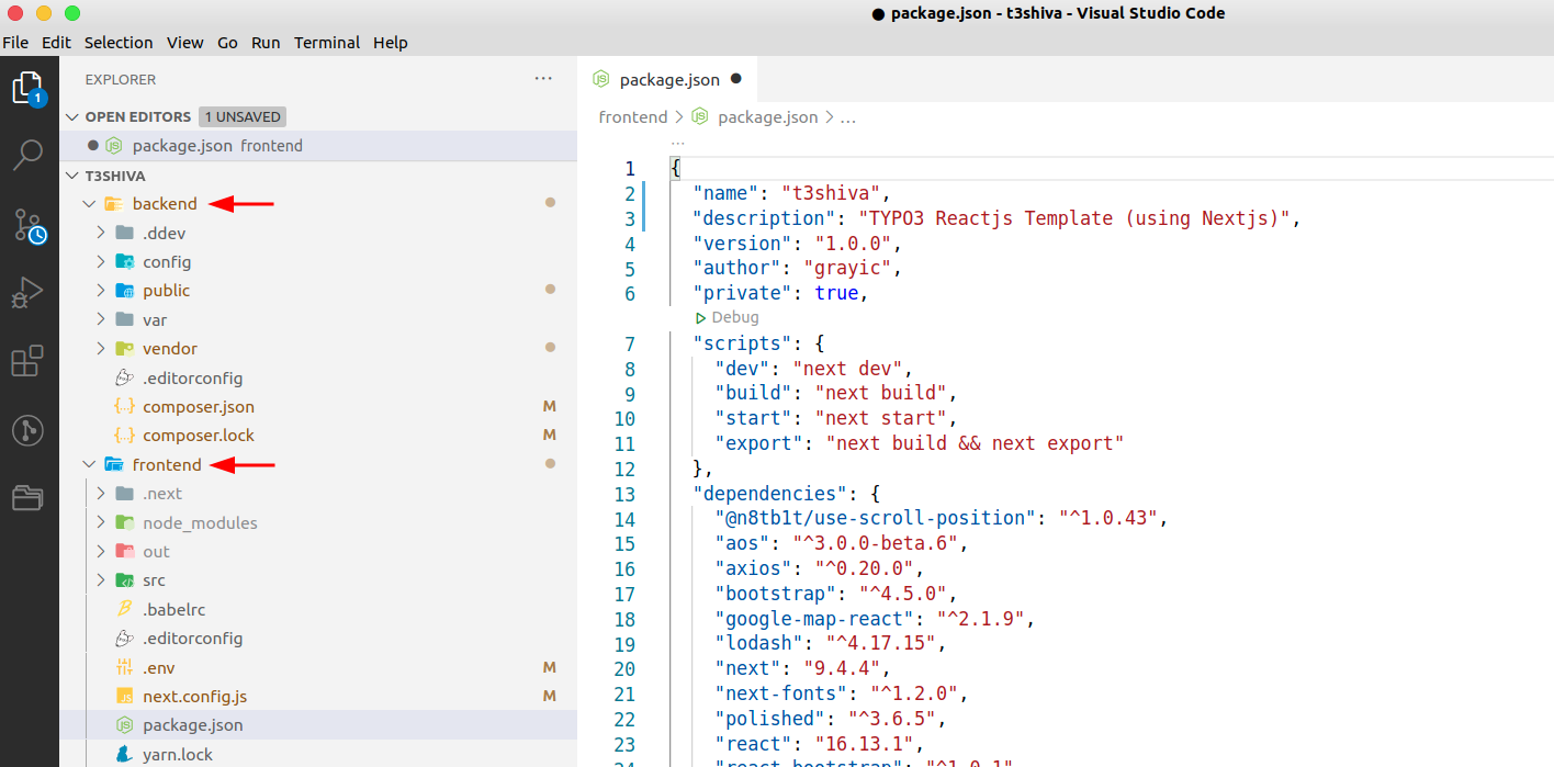  Aufbau des TYPO3 Reactjs-Setups