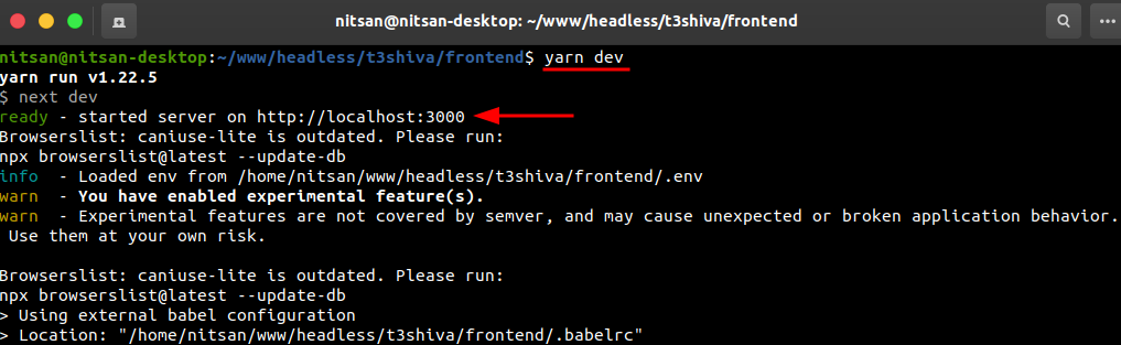 yarn dev