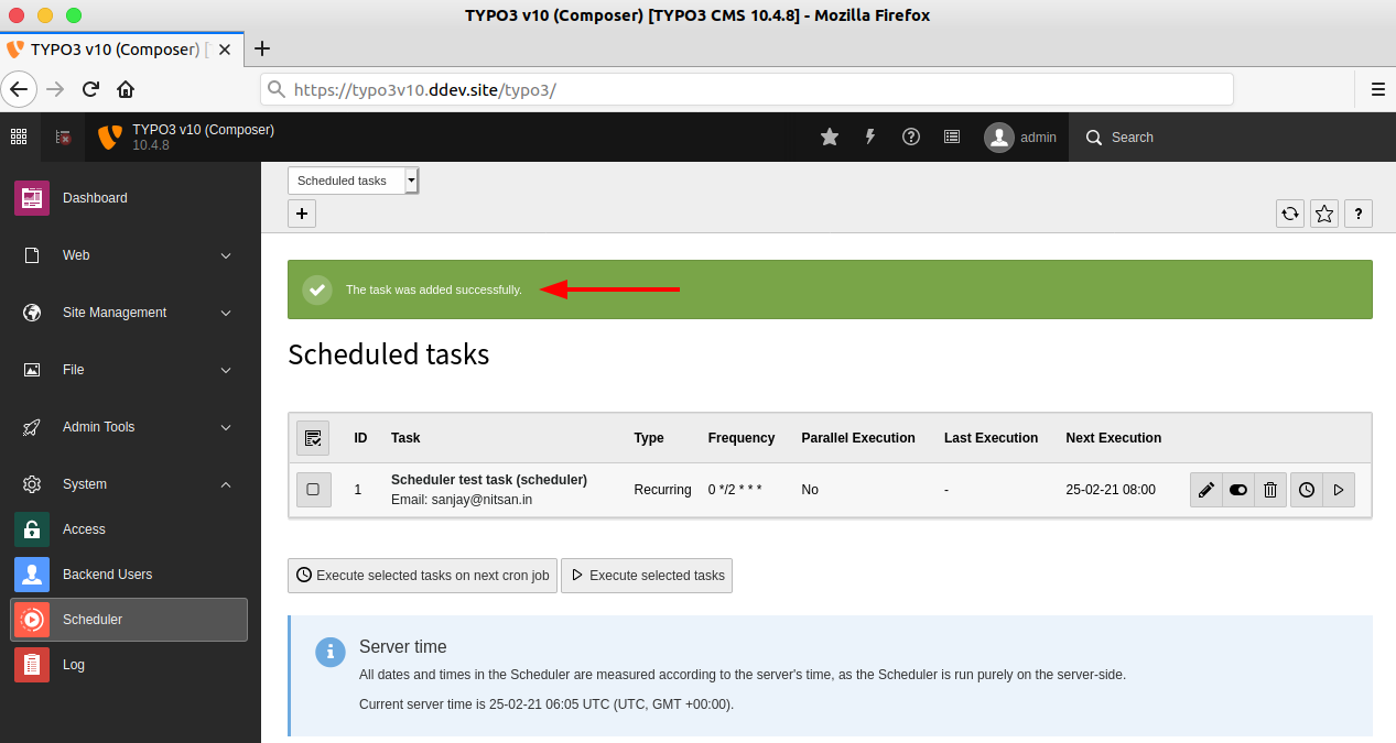 Save TYPO3 Scheduler form Save TYPO3 Scheduler form