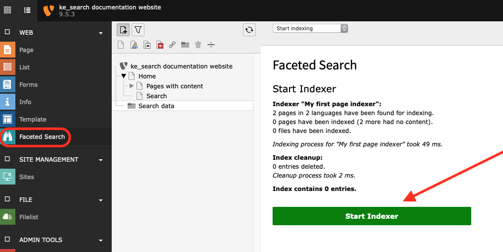 Indexer starten