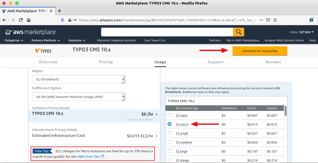 TYPO3 AWS From Marketplace