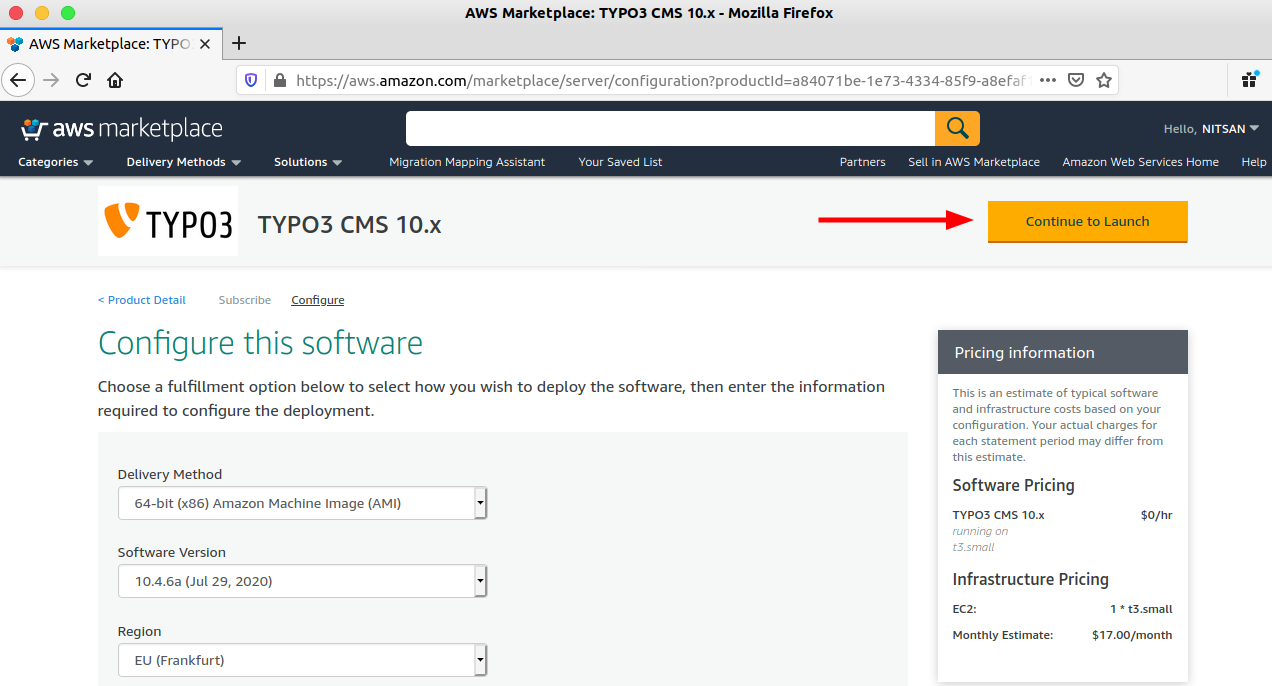 Launch the TYPO3 AWS