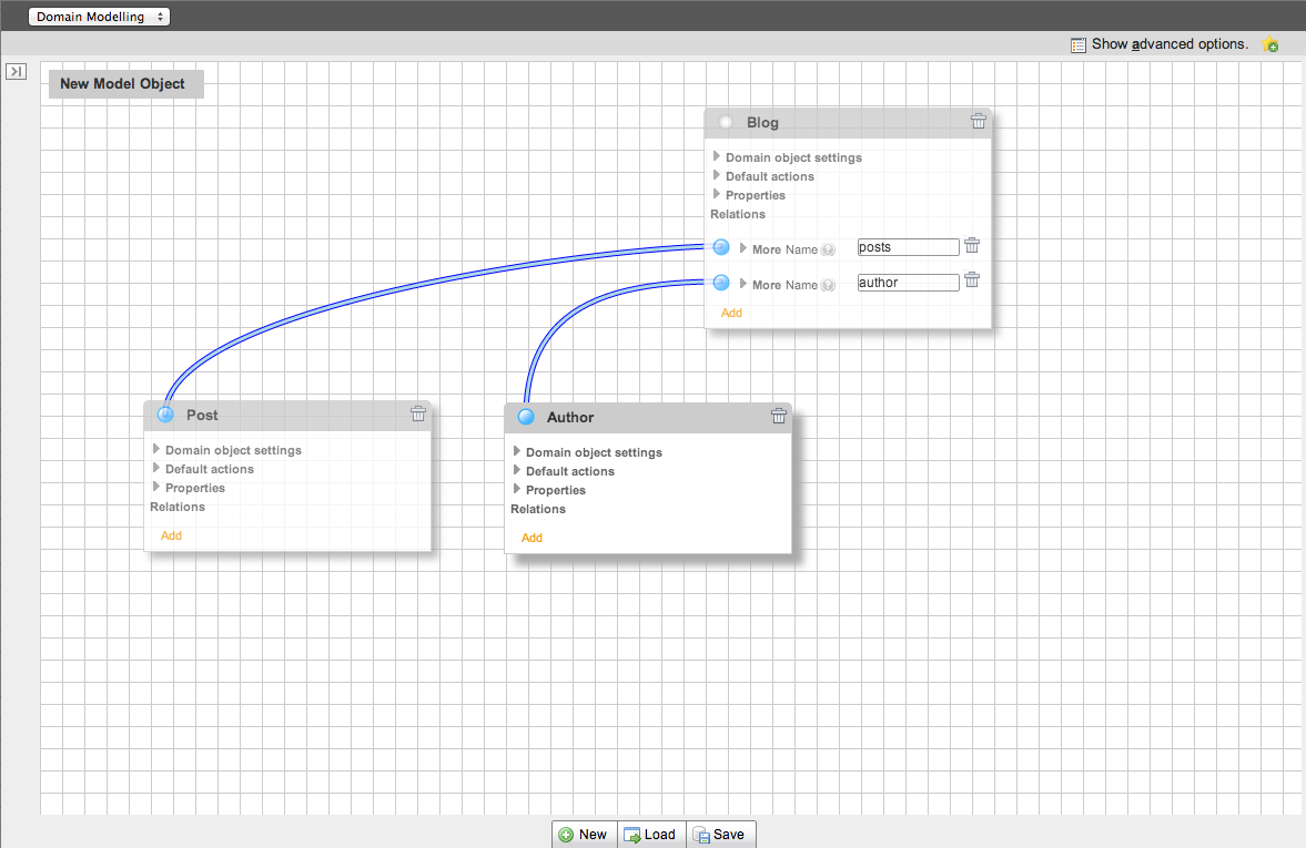 Screenshot der grafischen Oberfläche des Extension Builders