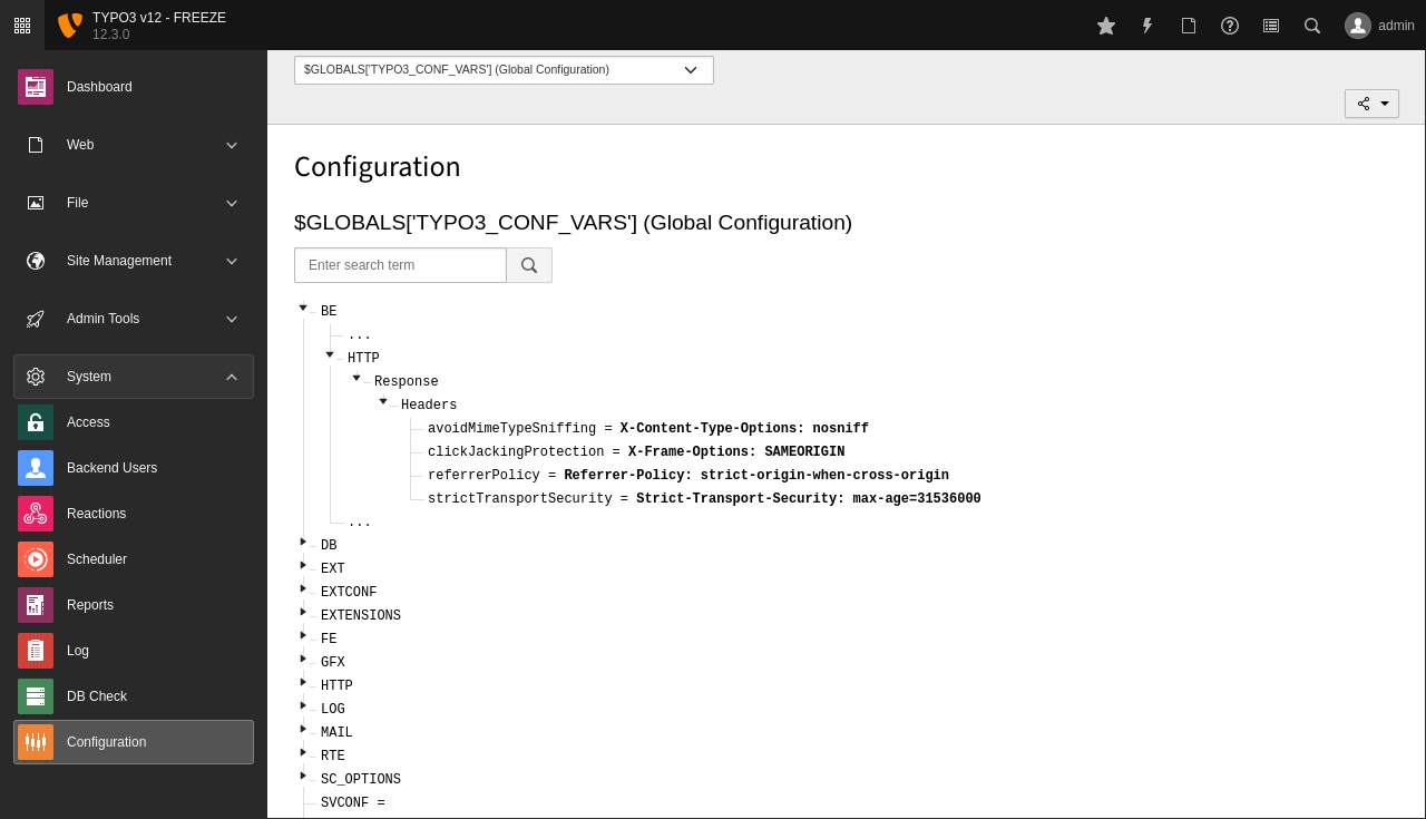  Default Security Headers for the Backend