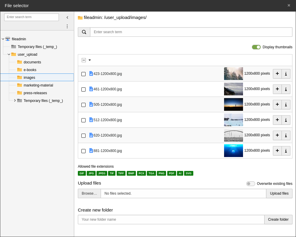 [Translate to German:] Element Browser