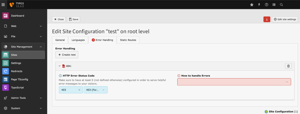 Sites: Introduce ErrorHandler for 403 Errors with Redirect Option