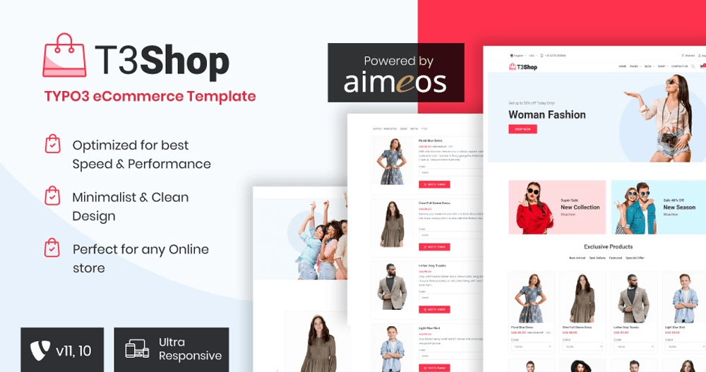 T3 Shop | TYPO3 eCommerce Template