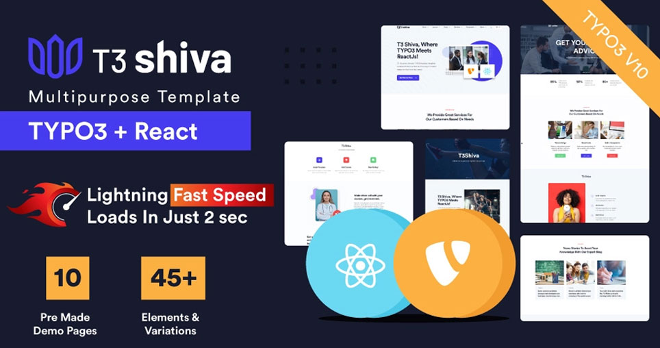 [Translate to German:] T3 Shiva | Reactjs TYPO3 Vorlage