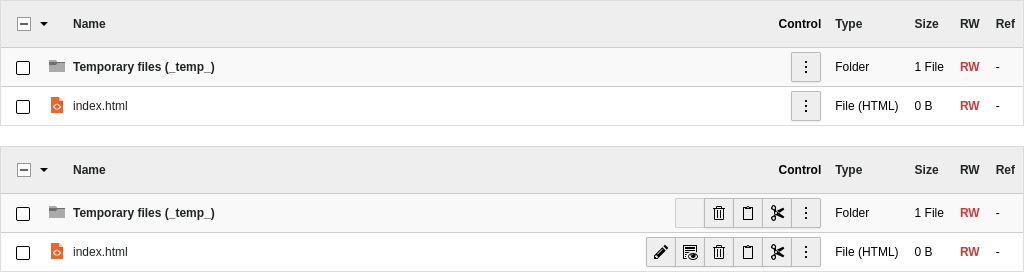 The TSconfig option “options.file_list.primaryActions”