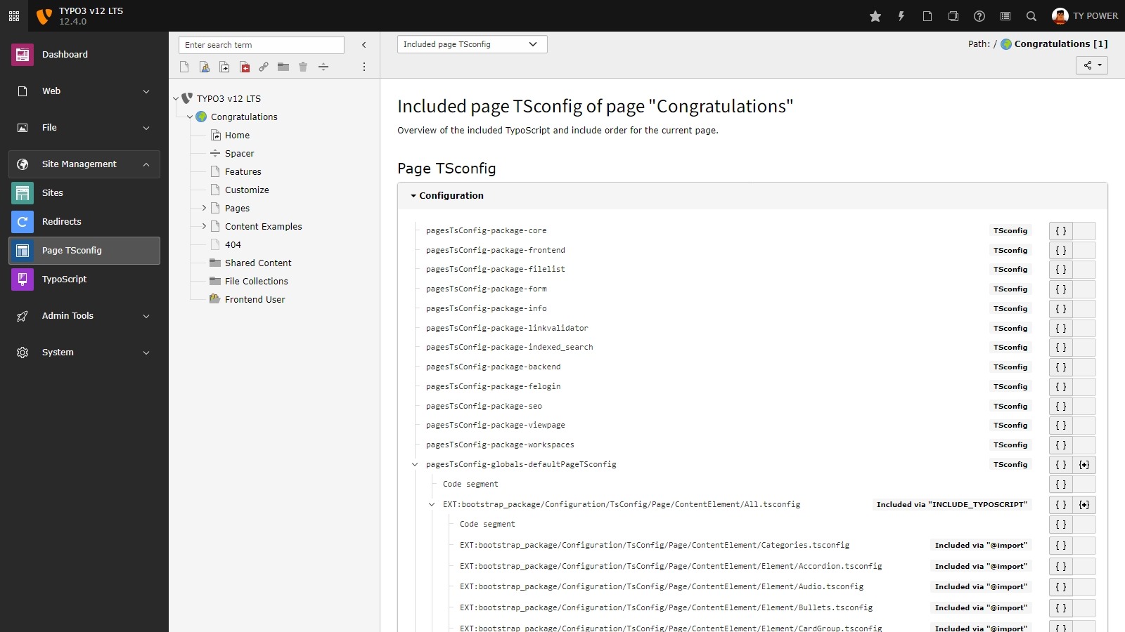 Include package page