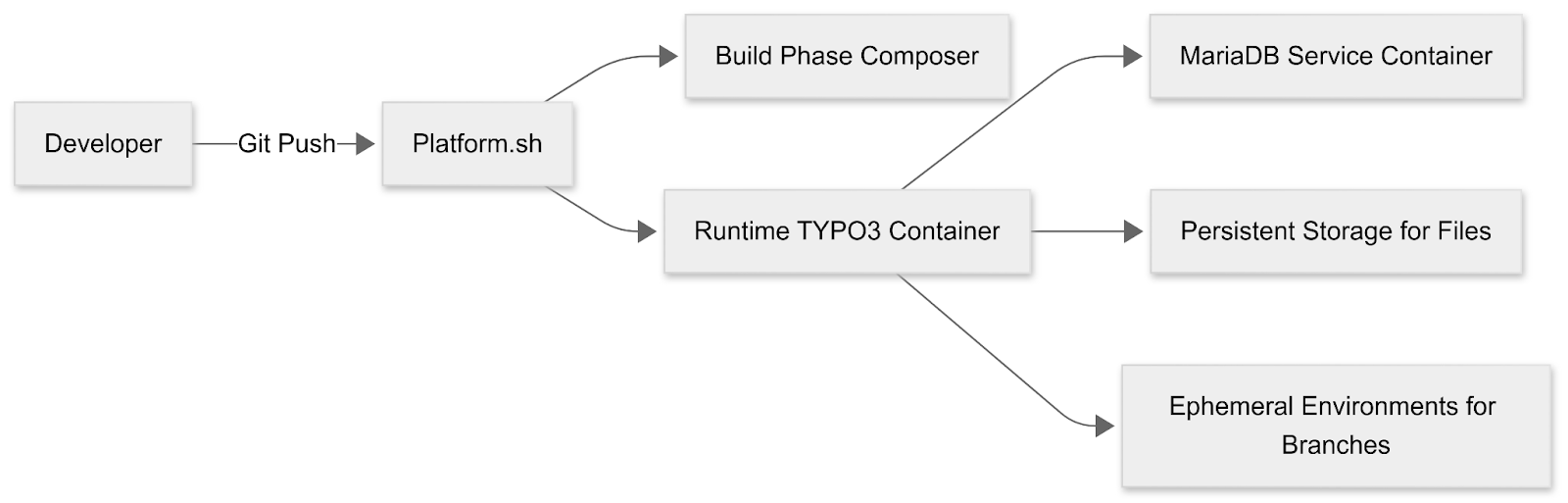 [Translate to German:] Architektur von Platform.sh & TYPO3.