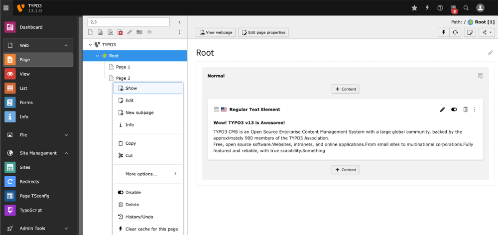 TYPO3 Page Tree